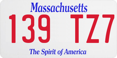 MA license plate 139TZ7