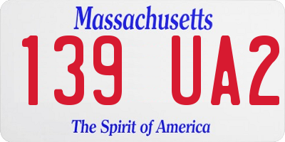 MA license plate 139UA2