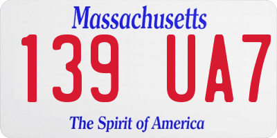 MA license plate 139UA7