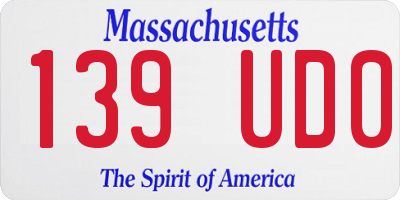 MA license plate 139UD0