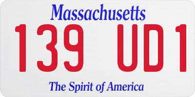 MA license plate 139UD1