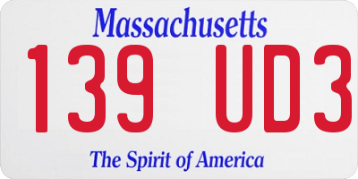 MA license plate 139UD3