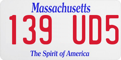 MA license plate 139UD5