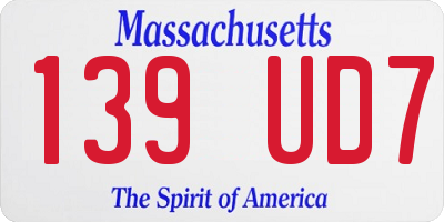 MA license plate 139UD7