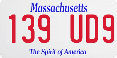 MA license plate 139UD9