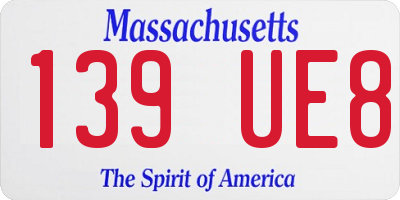 MA license plate 139UE8