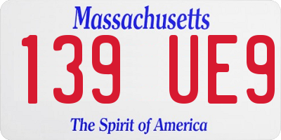 MA license plate 139UE9