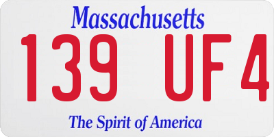 MA license plate 139UF4