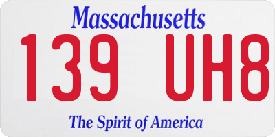 MA license plate 139UH8