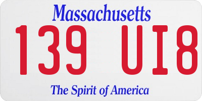 MA license plate 139UI8