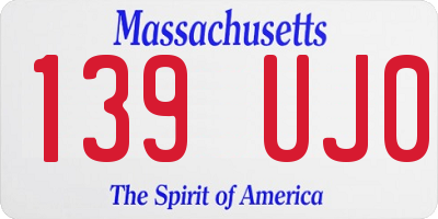 MA license plate 139UJ0