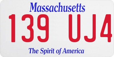 MA license plate 139UJ4