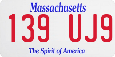 MA license plate 139UJ9