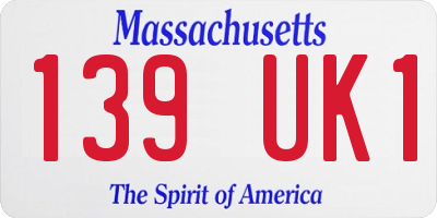MA license plate 139UK1