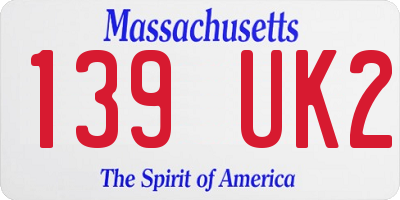 MA license plate 139UK2