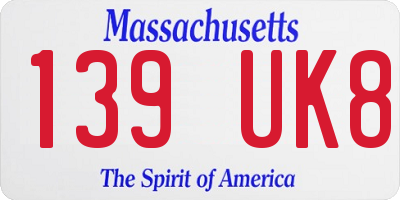 MA license plate 139UK8
