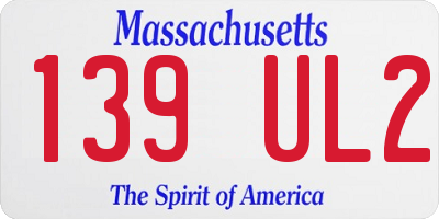 MA license plate 139UL2