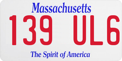 MA license plate 139UL6