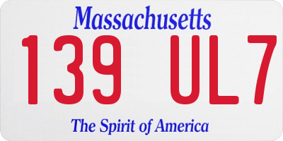 MA license plate 139UL7