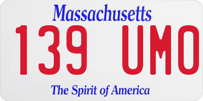 MA license plate 139UM0