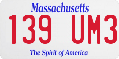 MA license plate 139UM3