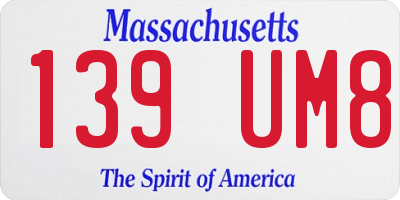 MA license plate 139UM8
