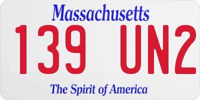 MA license plate 139UN2