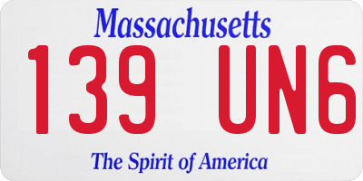 MA license plate 139UN6