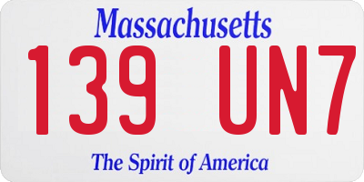 MA license plate 139UN7