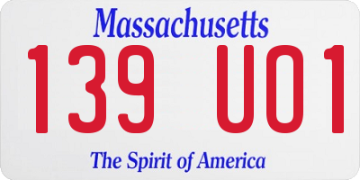 MA license plate 139UO1