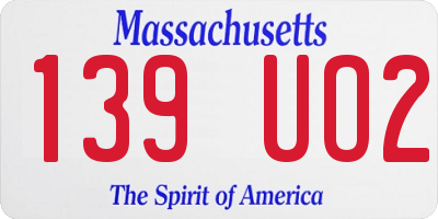MA license plate 139UO2