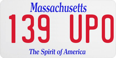 MA license plate 139UP0