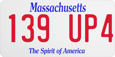 MA license plate 139UP4
