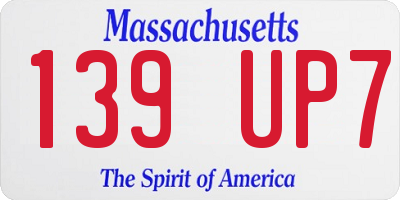 MA license plate 139UP7