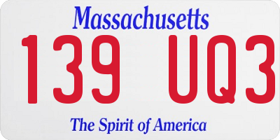 MA license plate 139UQ3