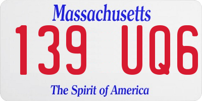 MA license plate 139UQ6