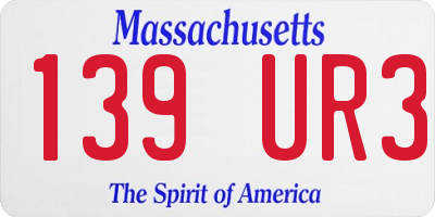 MA license plate 139UR3