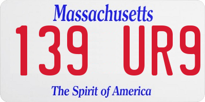 MA license plate 139UR9