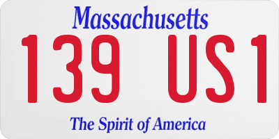 MA license plate 139US1