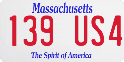 MA license plate 139US4