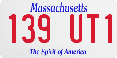 MA license plate 139UT1