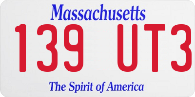 MA license plate 139UT3