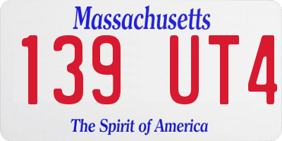 MA license plate 139UT4