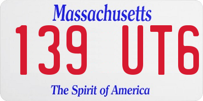 MA license plate 139UT6