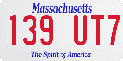 MA license plate 139UT7