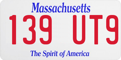 MA license plate 139UT9