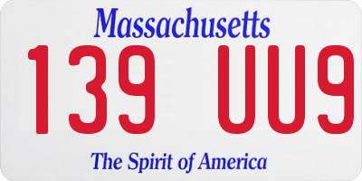 MA license plate 139UU9