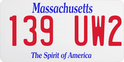 MA license plate 139UW2