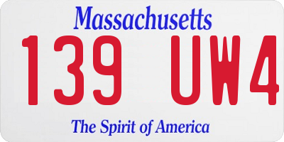 MA license plate 139UW4