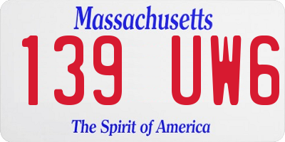 MA license plate 139UW6